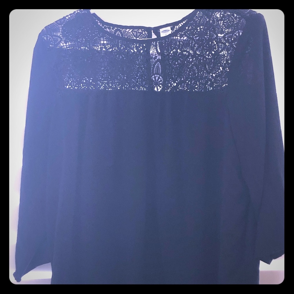 Yoke Blouse with Crocheted Bib and Keyhole Back